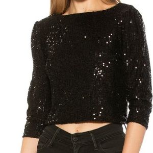 FCUK Black Rainbow Sequin 3/4 Sleeve Top Boat Neck Top 2